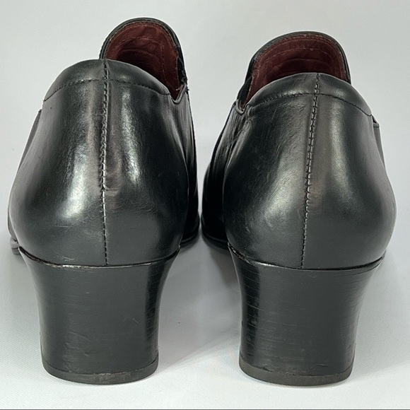 Kumfs Heels Ankle Boots Leather Black Slip Ons Black Comfy Dressy Office Career - Picture 5 of 16